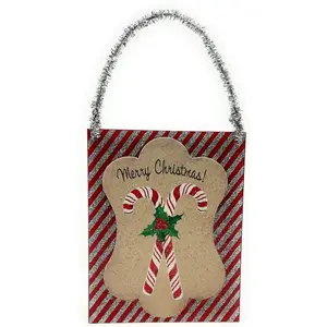 Merry Christmas Postcard with Tinsel Ornament