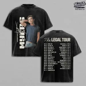 Myers The Legal Tour 2026 Vintage Washed Oversized T-Shirt, Myers Concert Tour Dates Graphic Tee, Double Sided Heavyweight Cotton Retro Country Music Shirt, Distressed Acid Wash Streetwear Unisex Fan Merch Gift