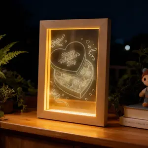 Customizable LED Picture Frame with Acrylic Glow - Perfect Valentine‘s Day Gift Idea, Not Dazzling Night Light, Warm Home Decor for Couples