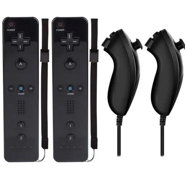 Remote Wiimote & Nunchuck Controller Combo Set with Port, Wheel, Stick Accessories for Nintendo Wii/Wii U Game Consoles