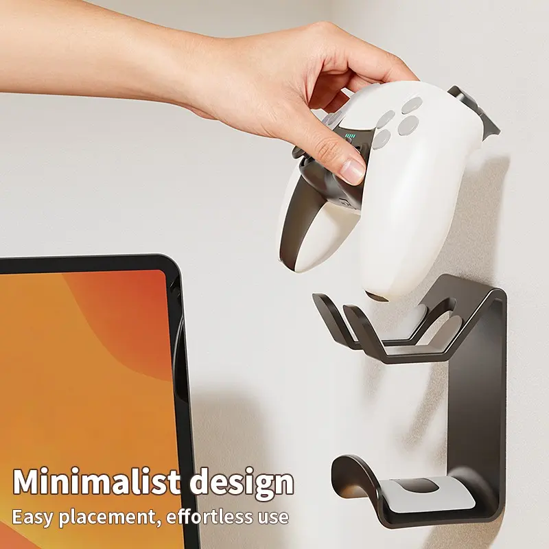 Game Controller and Earphone Dual Stand, No Drilling Wall Mount Holder, Compatible with Ps5 and Switch, 1 Piece Set