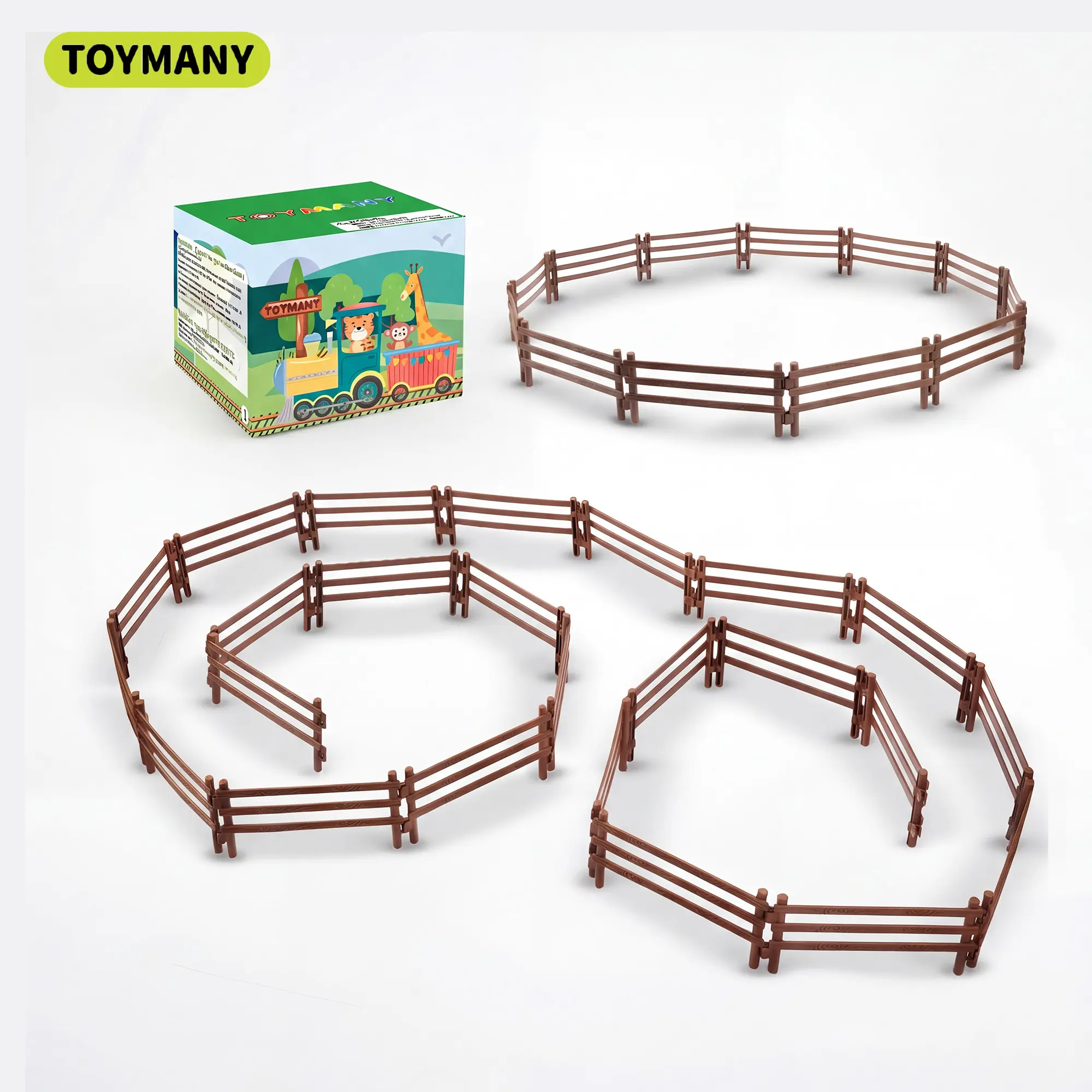 TOYMANY 24pcs High-Quality Durable PVC Plastic Mini Fence Play Set - Unisex Tiny Horse Corral Model Fencing, Farm Barn Paddock Accessories for Model Figures, Christmas Gift for 3+ Kids