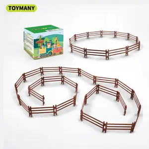 TOYMANY 24pcs PVC Plastic Mini Fence Play Set - Tiny Horse Corral Model Fencing, Farm Barn & Paddock Accessories for Model Figures, Christmas Gift for 3+ Year-Olds