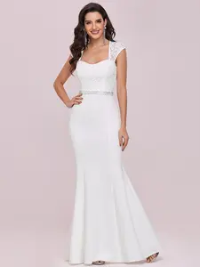 Ever-Pretty Off Shoulder Cut-Out Bodycon Dress Mermaid Tulle Lace Back Elegant Long Gown for Wedding Formal Dress Wedding Guest Dress 00218 Summer Style