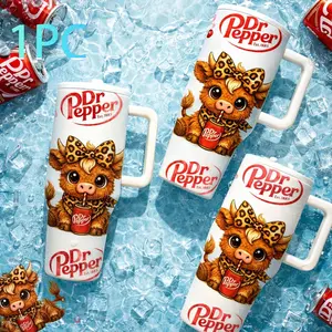 1 Pc 40oz Insulated Mug, Double Wall Vacuum Cup, Leak-Proof Skinny Thermal Mug for Hot Cold Drinks, Keeps Hot 12 Hours Cold 24 Hours, Cute Soda Highland Cattle Design Gift for Women Men, Holiday Birthday Daily Travel Office Use, Insulated Travel Drinkware