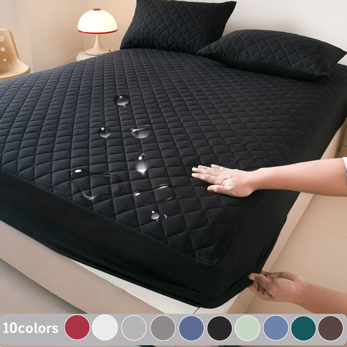 2/3 Piece Waterproof Mattress Protector Set, Quilted Bedding Mattress Cover, Includes Fitted Sheet & Mattress Cover with Deep Pocket, Soft, Noiseless, Breathable, Stain-Resistant, Machine Washable, with Pillowcases for Bedroom, Hotels