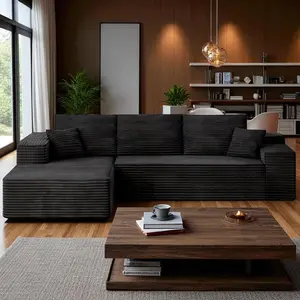 Modular combination sofa, L-shaped lounge chair, modern minimalist sofa, living room bedroom, deep-seated corner sofa, simple assembly, corduroy