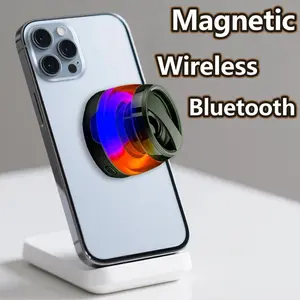 RGB Bluetooth 5.3 Speaker - Mini Portable with Magnetic Phone Holder| Wireless Sound + Charging| Compact, Black, Games/Everyday Use