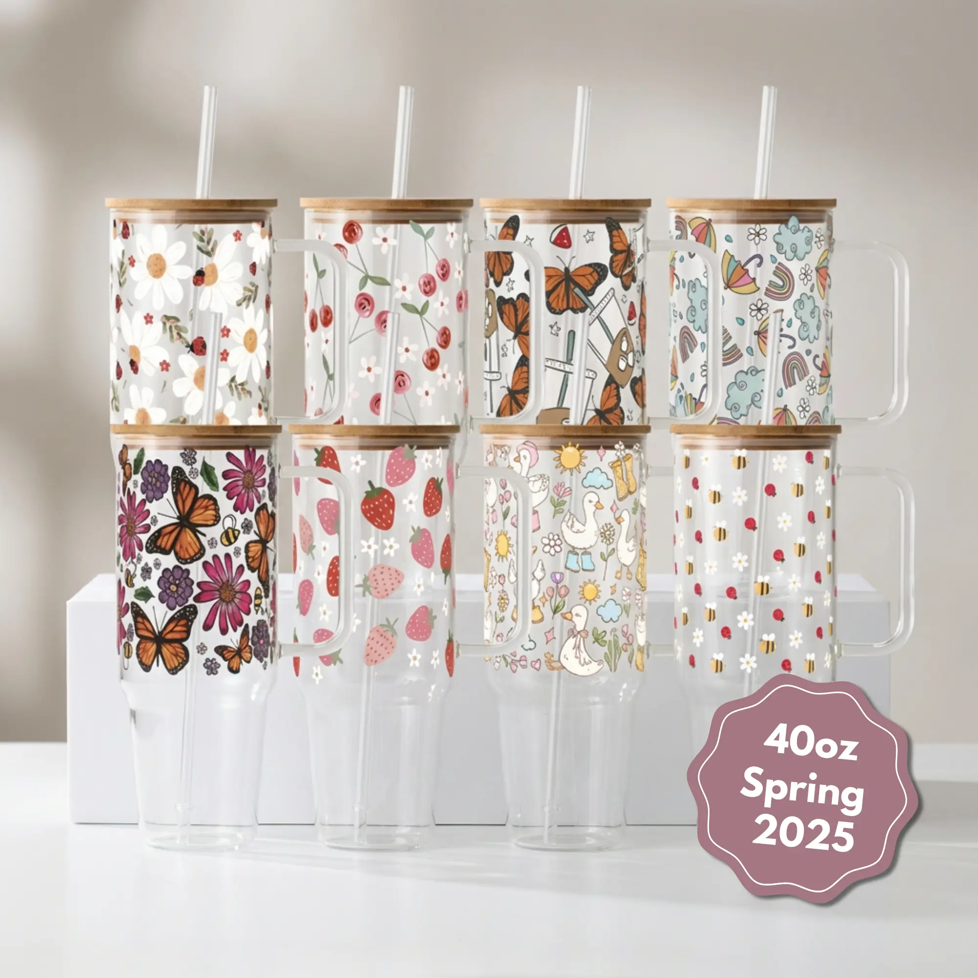 Spring 2025 40oz Acrylic Tumbler with Lid and Straw, Iced Coffee Drinkware, Gift for Her, water bottle for women, christmas gift, Insulated Lid Bottle