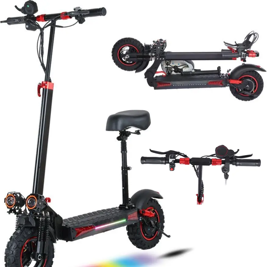 Electric Scooter – 34 mph top speed, 11" solid tires, 1200W motor, 34 mile range, foldable commuter scooter with dual brakes Adjustable Handlebar Height