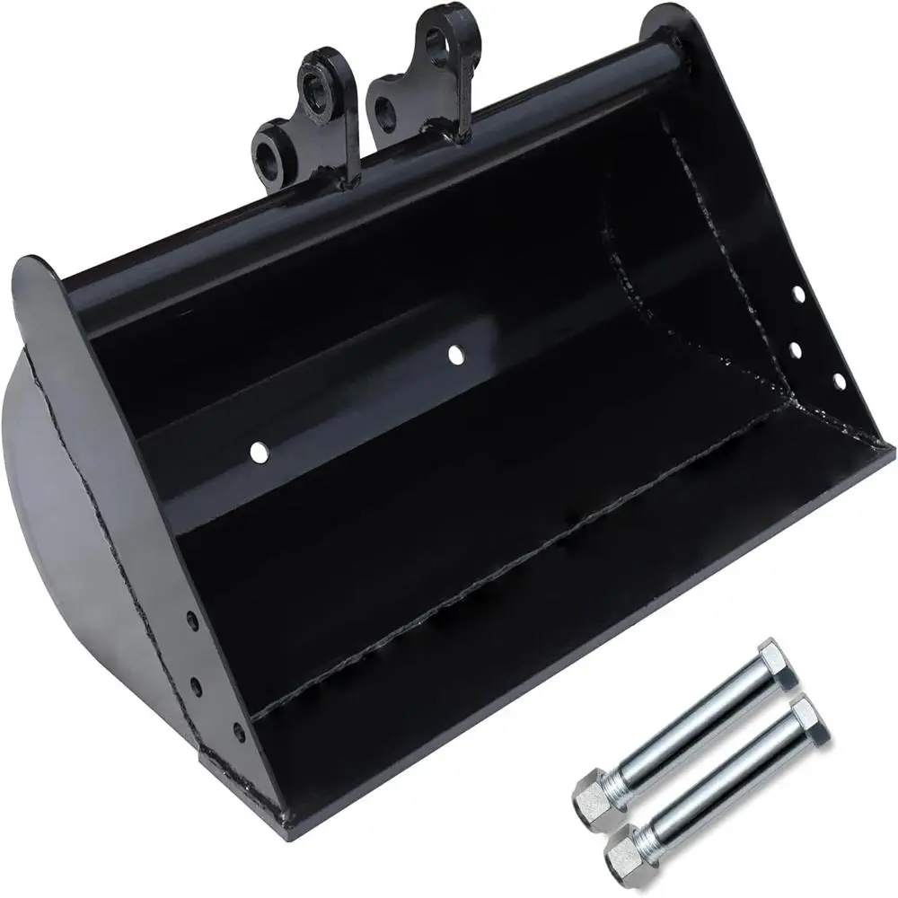 Toothless Flat Bucket Excavator Attachment Tool, 600mm Size, 25mm/0.98in Aperture, 90mm/3.54in Center Wheelbase, Compatible with 0.8-1.5T Small Excavators, for General Cleaning, Loading, Ground Excavation, with Easy Installation, 25Mm/0.98 Inches Aperture