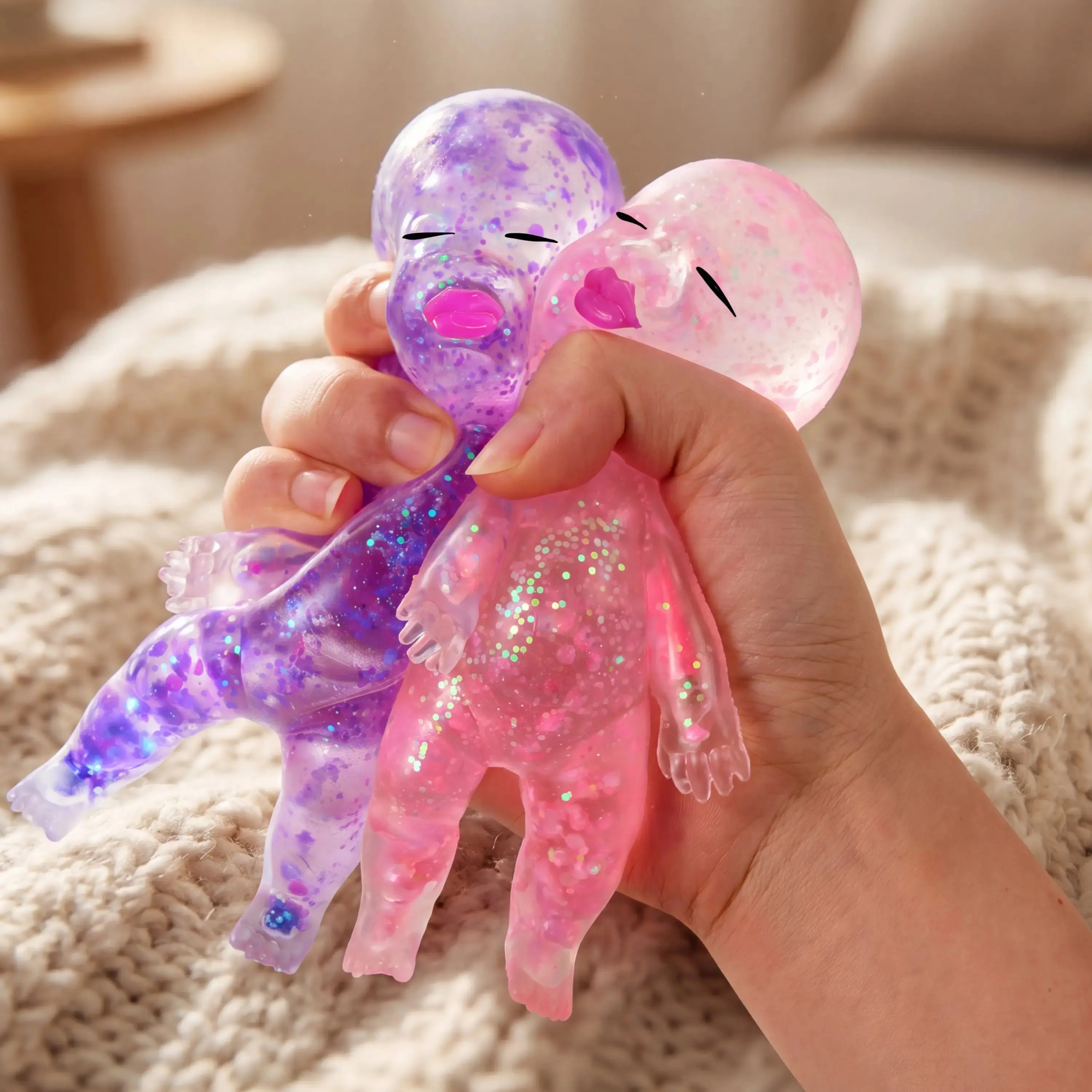1PCS/3PCS Baby Stress Relief Toys, Baby Glitter Squishy Toys, Slow Rising Toys for Kids & Adults, Anxiety Relief Fidget Sensory Toy, Soft Squeeze Decompression Dough for Adults Gifts, Party Favors, Office Desk Decorations