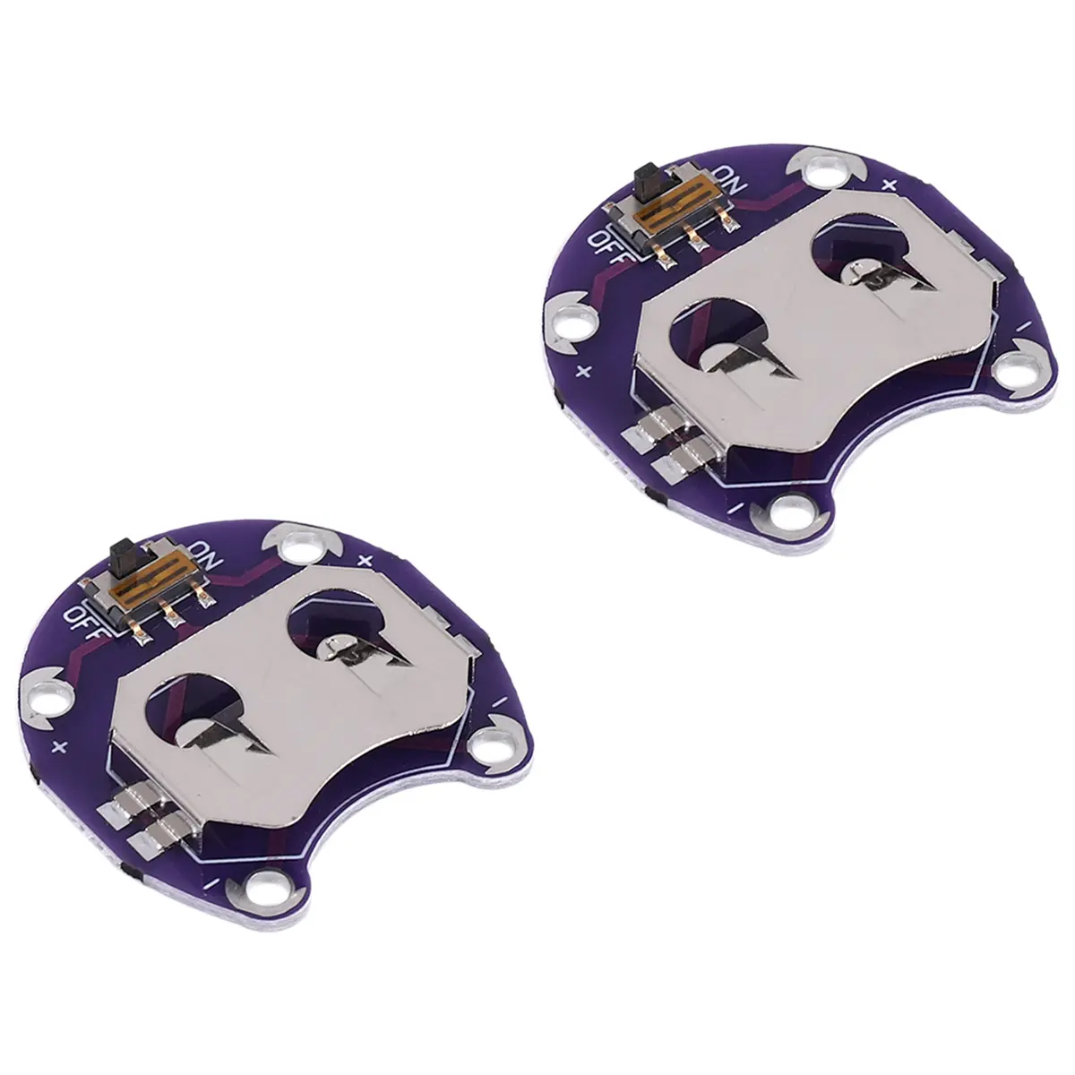 Household Appliance 2-Piece 20mm Metal CR2032 Coin Cell Battery Holder with 4 Contacts, Integrated On/Off Slide Switch, for Batteries, 3D Printer Projects, Robotics