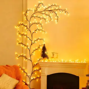 96 LEDS Bendable Willow Vine Lights 8 Modes Rattan Tree Decorative Light Night Light For Wall Bedroom Indoor Outdoor Christmas