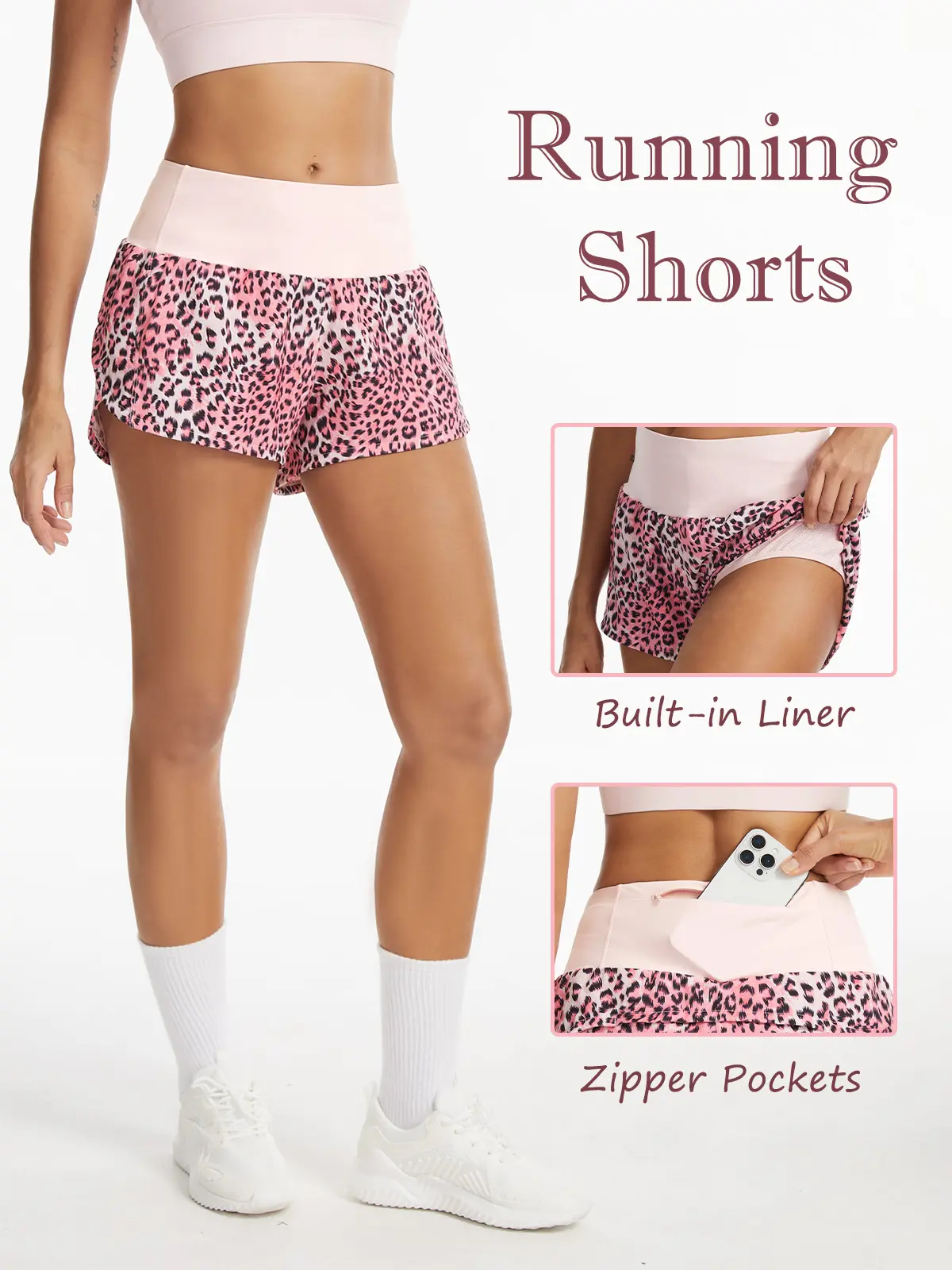 THE GYM PEOPLE Women's High-Waisted Running Shorts, Quick-Dry Athletic Workout Shorts with Mesh Liner and Zipper Pockets #TikTokShopBackToSchool #SohoChic