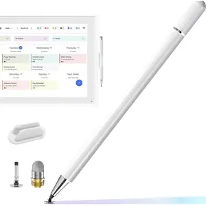 Stylus Pen and Mount Compatible with Skylight 15 inch 27 inch Calendar/Phone/Tablet | Dual Tip with Mesh and Disc Tips |  Suction Pen Cap | Install a Flexible Stylus onto The Calendar