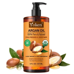 Yoken USDA Organic Argan Oil for Hair, Pure and Natural Morocco Argan Oil, Argon Oil For Hair, Scalp, Face & Skin Care, 100% Cold Pressed Hair Conditioner, Unrefined Argon Nails Carrier Oil (8 Fl Oz)
