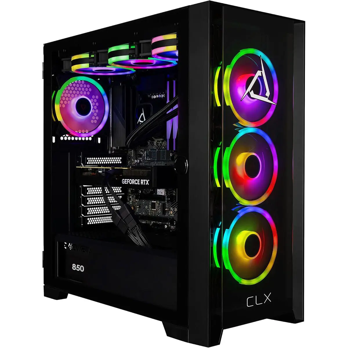 CLX SET Liquid Cooled Gaming Desktop Computer, Intel Core Ultra 9 285K 3.7GHz, 64GB RAM, 2TB SSD + 4TB HDD, NVIDIA GeForce RTX 5080 16GB, Windows 11 Home, Black