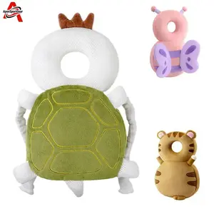 Toddler Baby Green Turtle Head Protection Backpack, Cute Anti-Fall Cushion Carrier for Travel & Play