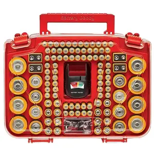 Double-Sided Battery Organizer Case Clear Cover with Tester, 150 Battery Storage Boxes