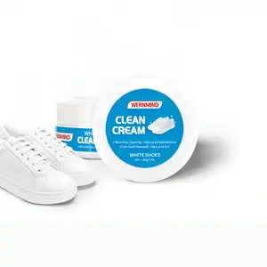 Multipurpose No-Wash White Shoe Cleaner Cream with Built-in Sponge for Leather Silicon Car Interiors 160g Mild Formula Gentle Non-Irritating Eco-Friendly
