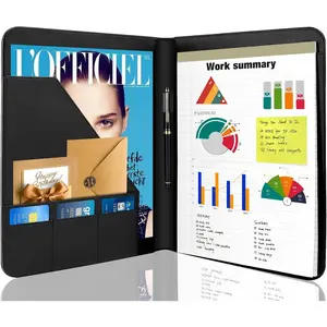 Business Padfolio Portfolio Binder Interview Resume Legal Document Organizer with Letter Size Writing Notepads New Black 1 Pack