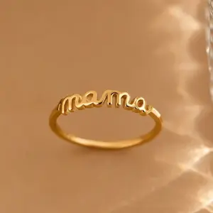 Dear mama letter simple plain ring, Mother's Day gift for mom for women