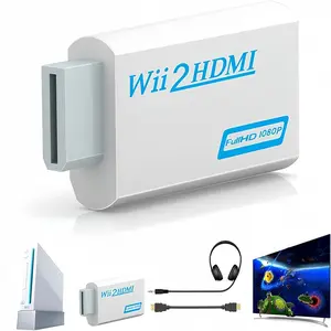 Wii to HDMI Converter 1080P Full HD Adapter with 3.5mm Audio Jack & HDMI Output for Wii, Wii U, HDTV, Monitor Supports All Display Modes 720P Digital Headset - White