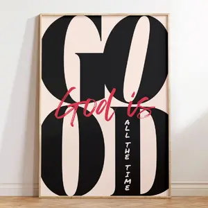 1pc, wall art, vintage poster, God is always good art print, Christian Bible verse canvas painting, living room decoration, bedroom aesthetic design, gift for friends, housewarming gift, unframed