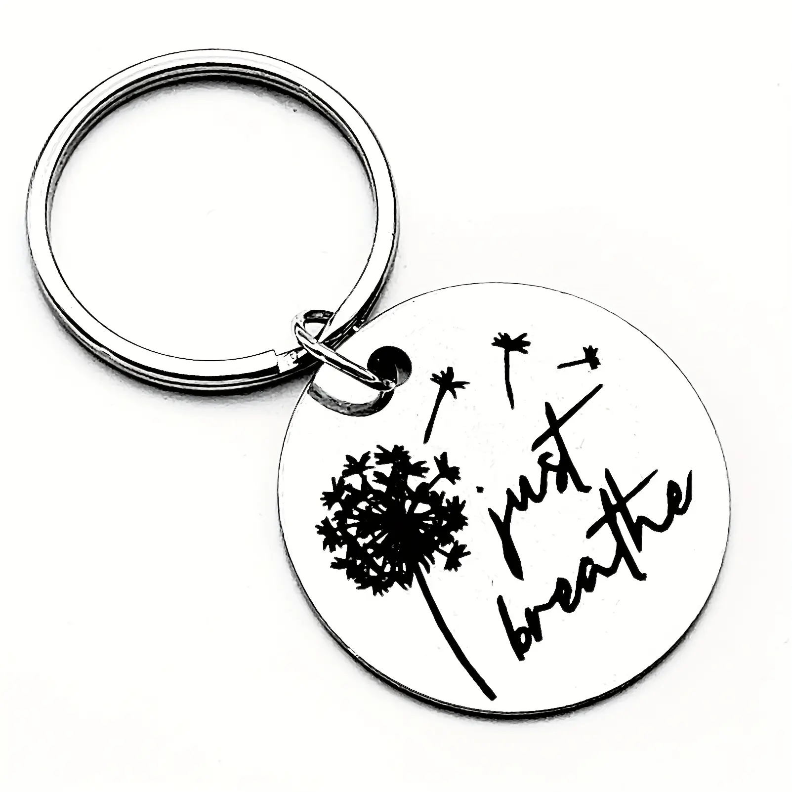 Just Breathe" Slow Down Stainless Steel Keychain, Gentle Healing Accessory – Perfect Gift for Family and Friends