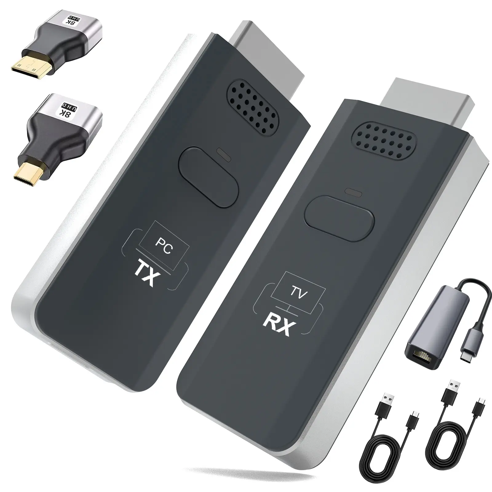 Wireless HDMI Transmitter and Receiver 4K Decode 1080P Output 2.4G/5G Portable Wireless HDMI Extender Kit for Streaming Video and Audio from Laptop PC Projector to Monitor Screen Mirroring Adapter