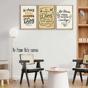 Spanish Christian Wall Art Set, Bible Verse Canvas Prints, Unframed for Home Church Office Decor, 3pcs Model Xinghao Sj1901