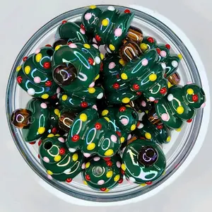 Set of 5 Christmas Tree Beads for Festive Decorations