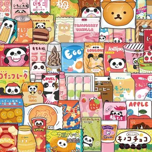 Cartoon Snack Pattern Sticker, 50pcs/set Cute Decorative Sticker, DIY Decals for Water Bottle, Laptop, Smartphone, Phone Case, Scrapbooking, Journal Making, Screen Protector, Cellphone Case