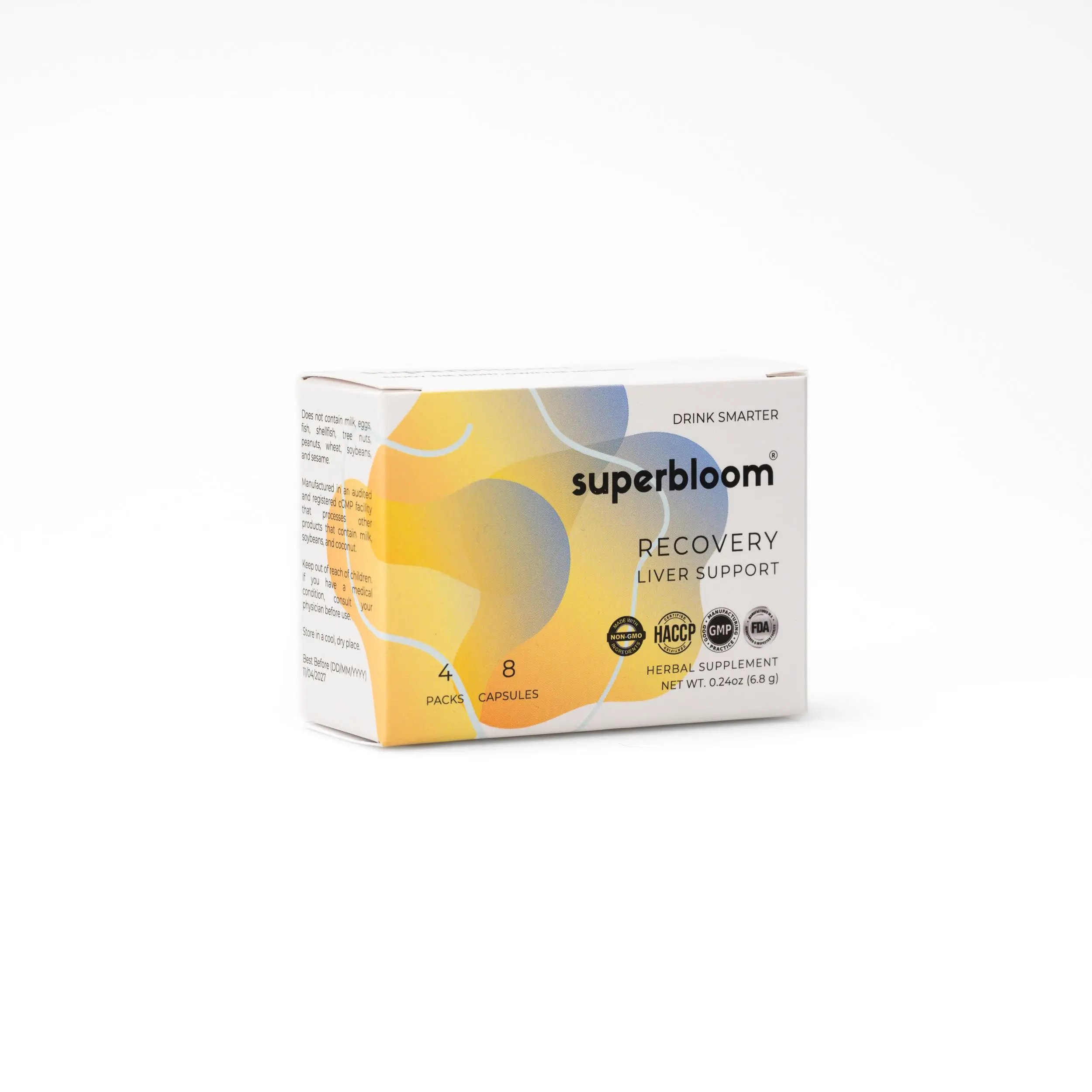 Superbloom Hangover Pills | Recovery Liver Support | Liver Detox with DHM, Turmeric, Milk Thistle | 4 Sachet Pack | Enjoy The Night, Own The Morning