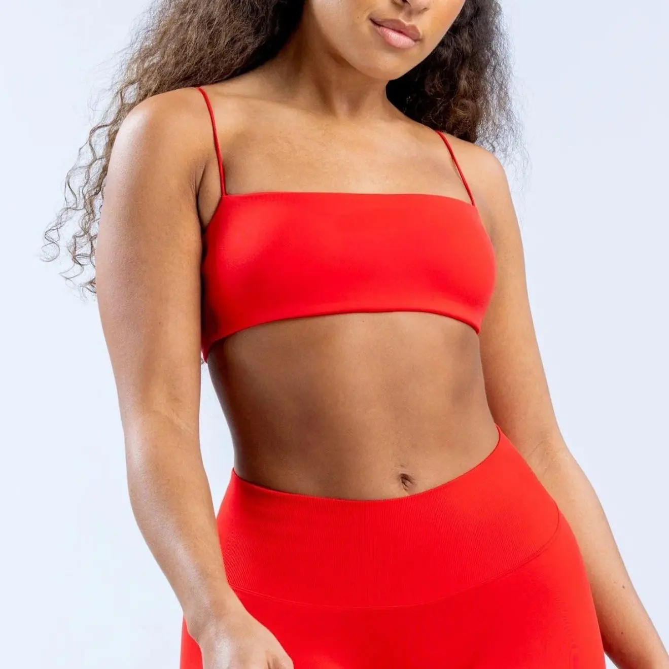 Women's Defy Strappy Bra with Logo - Chic Bandeau Style, Ultra-Soft Touch, Open-Back Design, Removable Pads, True to Size,  Spaghetti Strap