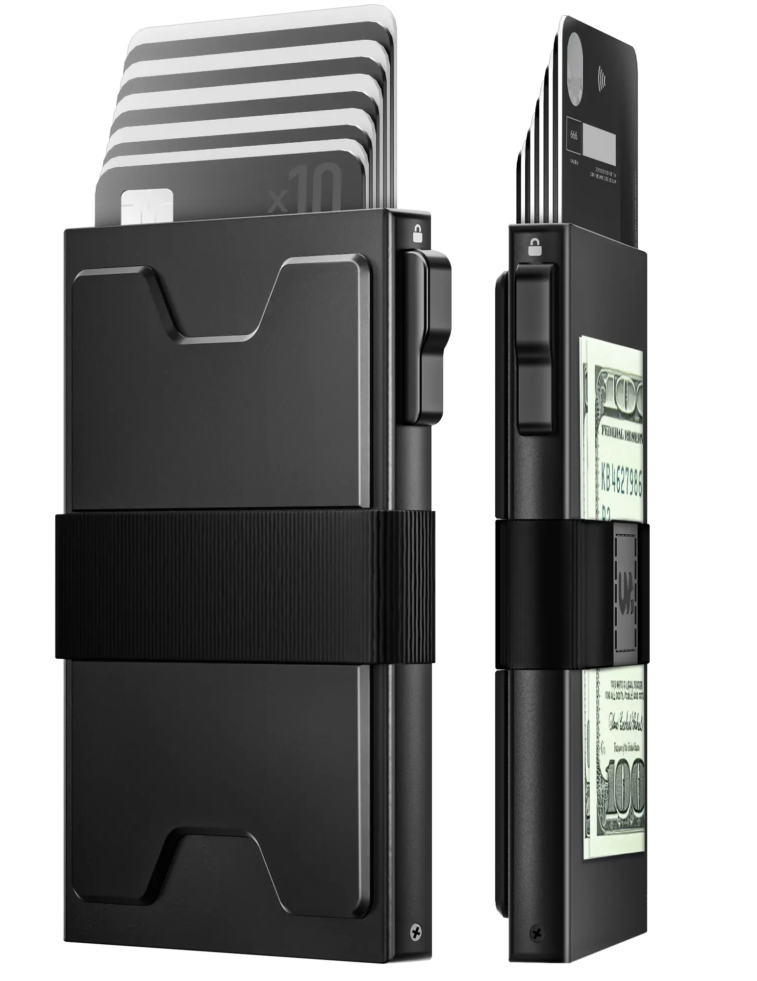 Slim Aluminum Pop Up Wallet for Men, RFID Blocking Card Holder Holds 12+ Cards & Cash, Black