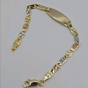 ID BRACELET small (KIDS) sizes 6"inches three colors style gold-plated ENGRAVING AVAILABLE leave a note with your name