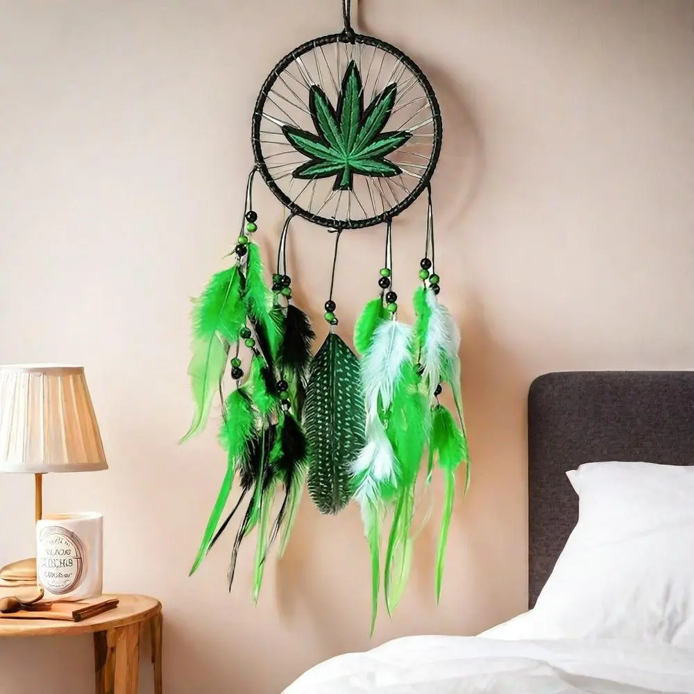 Traditional Dream Catcher, 1 Count Artificial Feather Decor Hanging Ornament, Decorative Wall Hanging Decoration, Wedding Decoration, Wall Mounted Decoration, Handmade Feather Wind Chime