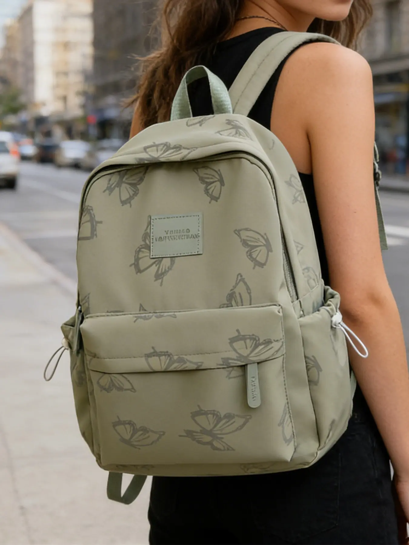 1pc  Lightweight backpack with large capacity women's backpack zipper closure pattern, fashionable and versatile, suitable for travel, commuting, shopping, student campus, lightweight women's backpack Casual Printed Backpack Stylish Daypack