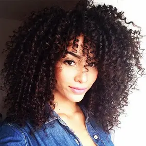 DealsForYouDays AISI HAIR Afro Curly Wig with Bangs Wigs Curly Black Wig Synthetic Full Wig for Black Women Machine Made Wig Stylist Friendly Wig