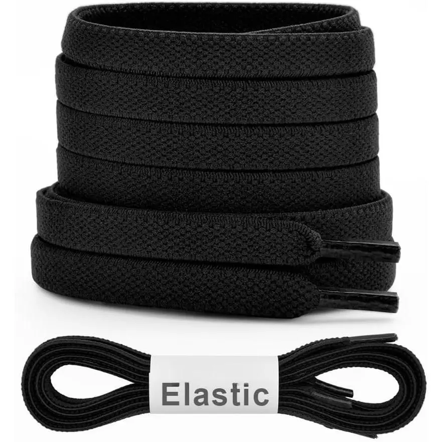 Flat Elastic Shoe Laces - 5/16" Firm Stretch Shoelaces  for  High Tops