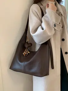 Ladies' Shoulder Bag Fashionable, Simple, Casual, Retro, Solid Color Suitable for Daily Commuting, Shopping, Dating, Comes with Exquisite Accessories, Versatile Shoulder Bag, Shoulder Commuter Bag