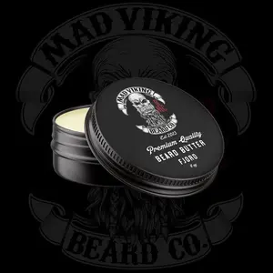 Mad Viking Fjord Beard Butter 4oz - Nutrient Rich Blend with Mango Shea & Cocoa Butter for Soft Moisturized Beard - Classic Clean Cologne Scent - Non Greasy & Non Comedogenic