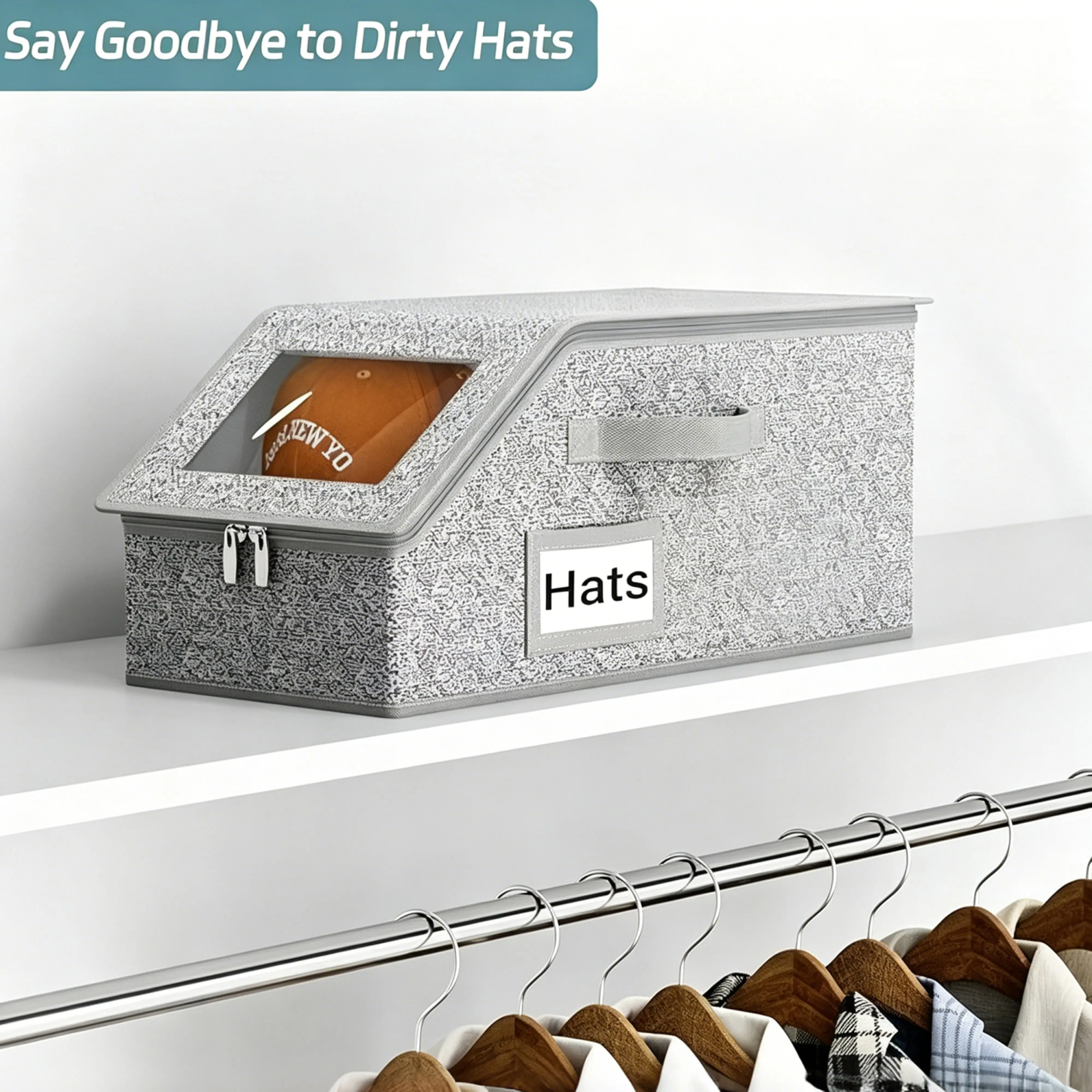 Stackable Baseball Cap Storage Box - Durable Cardboard Organizer, Holds 24 Hats, for Closet Decluttering (Home Supplies Storage Box)