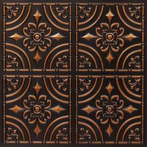 From Plain To Beautiful In Hours Wrought Iron 2 ft. x 2 ft. PVC Glue-up Faux Tin Ceiling Tile - #205 - (Pack of 25) / 100 sqft