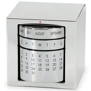 NATICO Perpetual Calendar Cube - Desk Calendar with Rotatable Dials, Office Stationery Supplies for Office Furniture Use