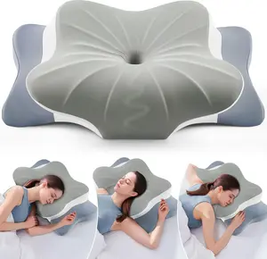 DONAMA Cervical Pillow for Neck and Shoulder Pain Relief Cooling Contour Memory Foam Dual-Height Ergonomic Support with Removable Pillowcase for Side Back Stomach Sleepers