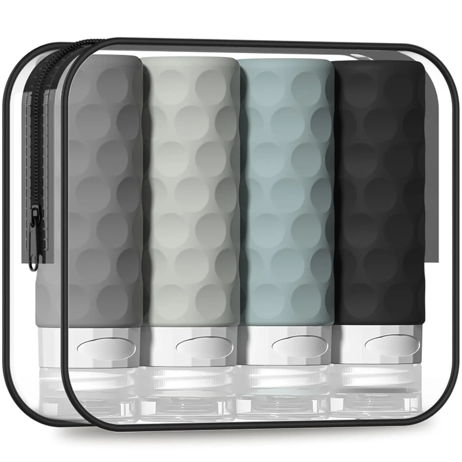 TSA-Approved 3oz (20ml) Refillable Travel Toiletry Storage Bottles & Jars Multi-Pack (4-Count) - Leakproof Squeezable Cosmetic Containers, Anti-Slip Lid, Compact Business/Camping Travel Accessories, Business Travel, Checkpoint-Friendly