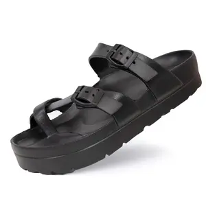 RANOSAT Double Buckle Platform Waterproof Slippers with Arch Support Anti-Slip Slides Women Fashion Soft EVA Sandals Buckle Strap Sandals Summer Holiday Home Beach Sandals Flip Flops